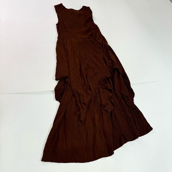 LotusTraders Dress Womens One Size Brown Sleeveless witchy smocked Midi boho - Picture 6 of 9